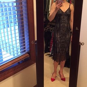 Black lace midi dress